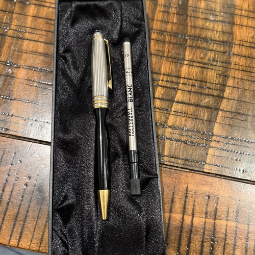 Montblanc Meisterstuck Solitaire 164 Black Sterling Silver Gold Ballpoint Pen - Picture 11 of 12