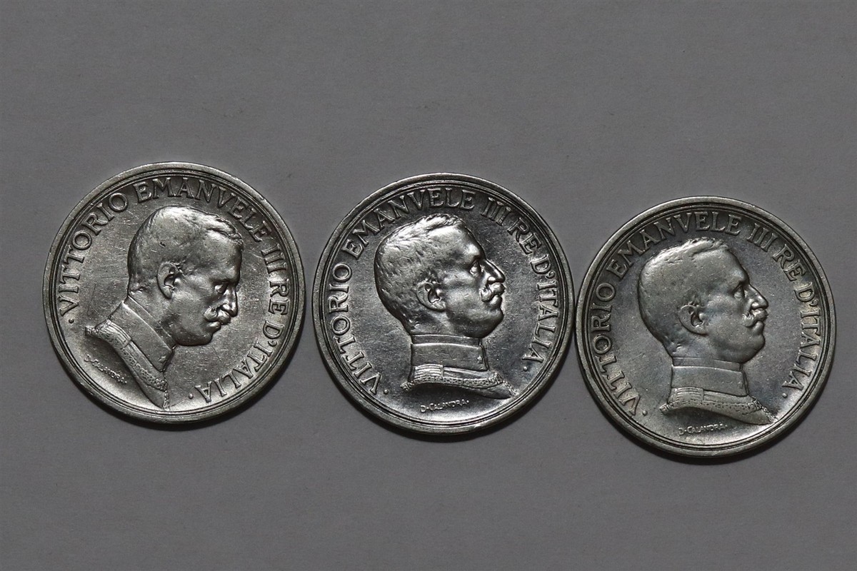 🧭 🇮🇹 ITALY 2 LIRE 1914/1915/1916 ALL SILVER B84 #29 ZP34