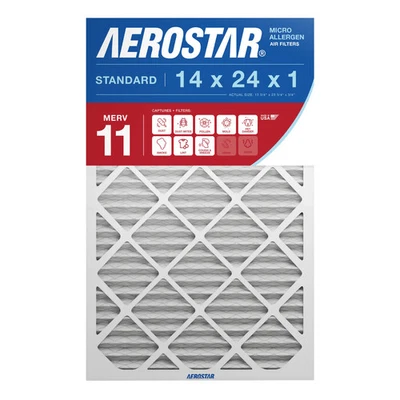 14x24x1 AC and Furnace Air Filter by Aerostar - MERV 11, Box of 12