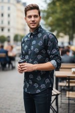 Men's Riley shirt navy cotton 42/XL/50