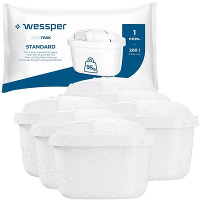Wasserfilter 6x Wessper Aquamax kompatibel mit Brita Dafi Aquaphor Wessper