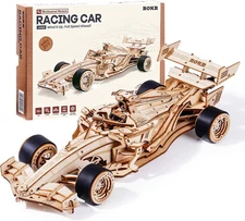 3D Wooden Puzzle 1:18 Scale Formula Racing Cars for Adults, 5 Hour Build, Wind u