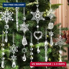 21Pcs Christmas Decorations for Xmas Tree Decor Clear Crystal Ornaments