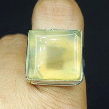 Natural Yellow Agate Gemstone Handmade 925 Sterling Silver Ring Size-8.5 US