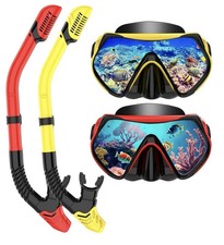 Snorkeling Gear for Adults, Dry-Top Snorkel Set Scuba Diving Mask, 180 Panoramic