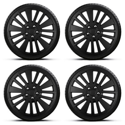 Wheel Trims 14'' Black Scuba Hub Caps Set Of 4 Fits Chevrolet Matiz