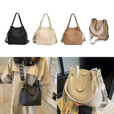 Borsa a secchiello da donna in pelle PU con tracolla regolabile, leggera, tote