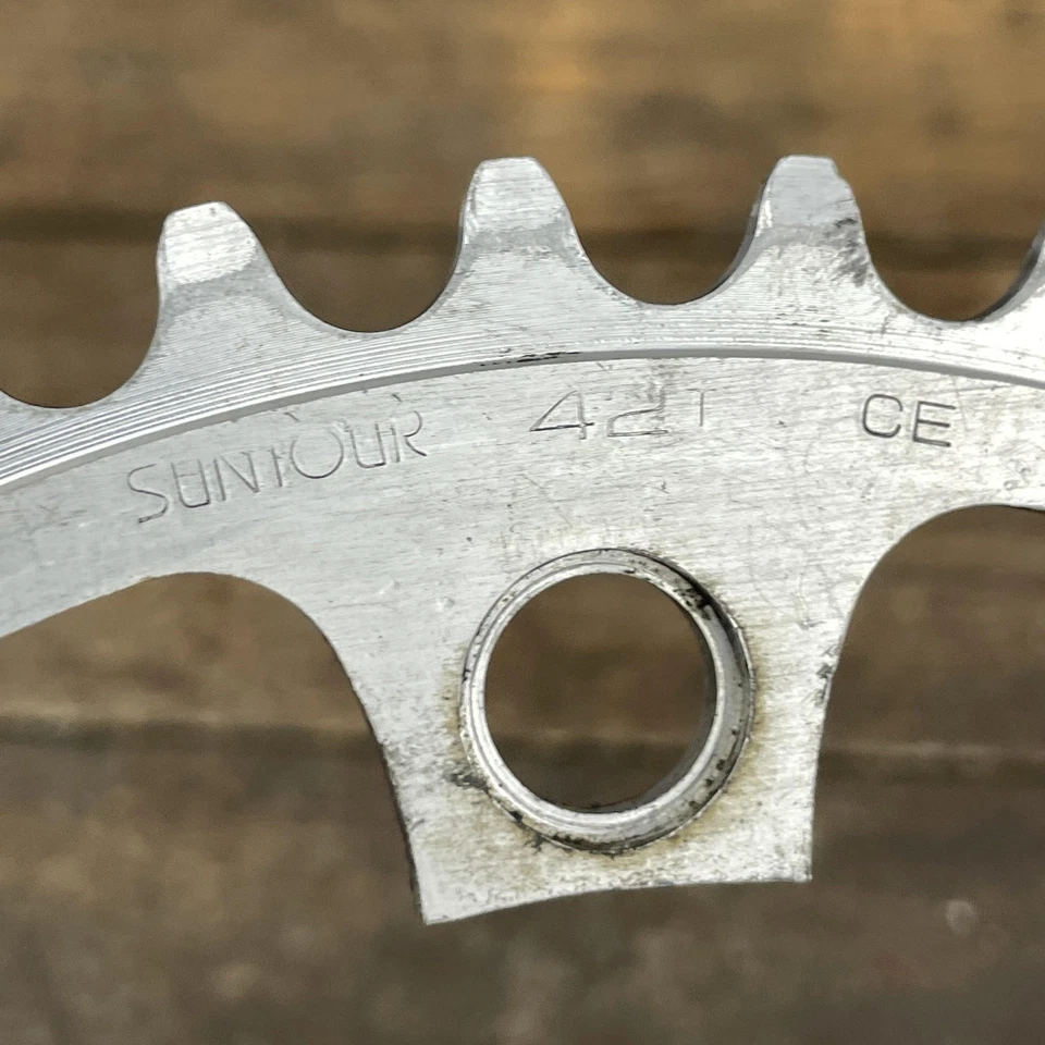 Vintage Suntour Chainring 42T 130mm BCD 5-Bolt Road Bike Silver Alloy Single - Image 2 of 4