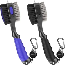 2 Pack Golf Club Brushes and Groove Cleaner 2 Ft Retractable Zipline Carabiner G