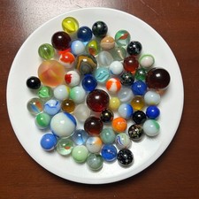 Vintage Marble Lot Agate Gorgeous Swirls Mixed Glass 40 Shooters Unique Scarce