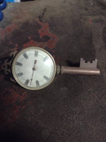Vintage Brass key table top thermometer made in France with stand