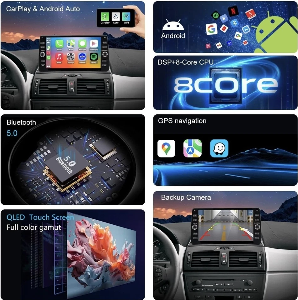 PREMIUM QLED 4G LTE BMW X3 2004-2010 Android Auto/Apple CarPlay Car Stereo SWC - Image 4 of 4