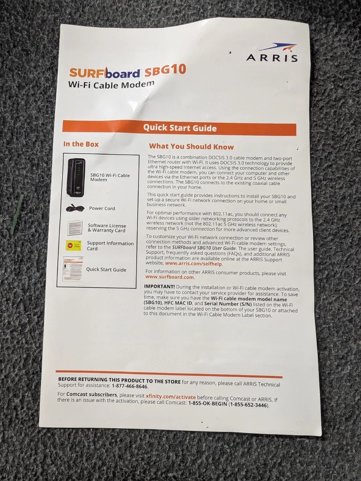 Arris Surfboard 2 Band SBG10 Wi-Fi Internet Cable Router Modem 2.4 and 5 ghz - Image 4 of 4