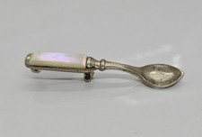 Vintage Miniature Spoon Pin Brooch w/Mother of Pearl Handle 2"