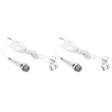 2Pcs Mini Microphone Tiny Microphone with Earphone for Singing Notebook Silver