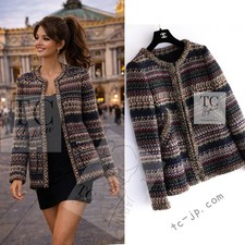 $7.5K CHANEL 15PF Beige Green Black Multi Tweed Jacket Runway by Karl 38 US6