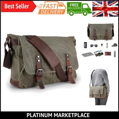 Wasserdichte Herren-Umhängetasche aus Canvas - große Laptoptasche für 15 Zoll Devi...