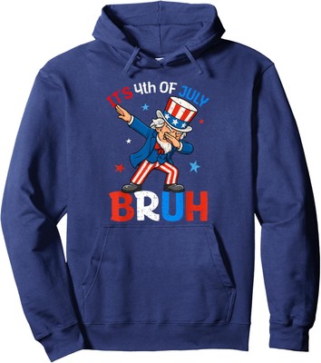 Bruh Dabbing Uncle Sam Funny 4Th Of July Comedy Unisex Hooded Sweatshirt