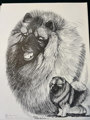 Keeshond Print by Martha Van Loan 11 x17 signed and number