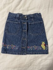 Vintage Y2K Winnie the Pooh Jean skirt girls 4 Disney Catalog Denim Button