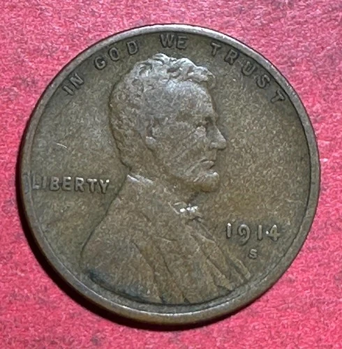 1914S US LINCOLN Cent! "San Francisco" Mint! VG/FINE! Lower Mintage! Old Coins!