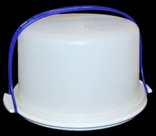 Tupperware Cake Taker Round Speckled Fireworks  Bold N Blue Vintage NEW