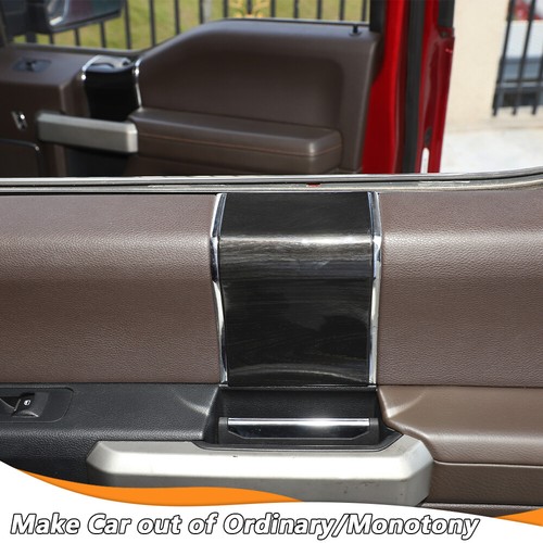 4x Cubierta decorativa de moldura de panel de manija de puerta interior para Ford F150 2015+ grano de madera negro - Imagen 4 de 9
