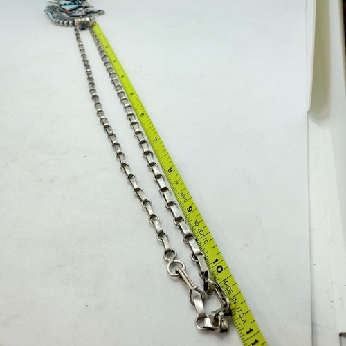 Collar nativo americano Zuni de ley firmado con incrustación de batería turquesa vintage - Imagen 13 de 15