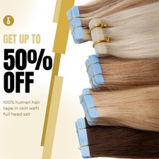 Thick Tape In Remy Human Hair Extensions Full Head Skin Weft Balayage HIGHLIGHT