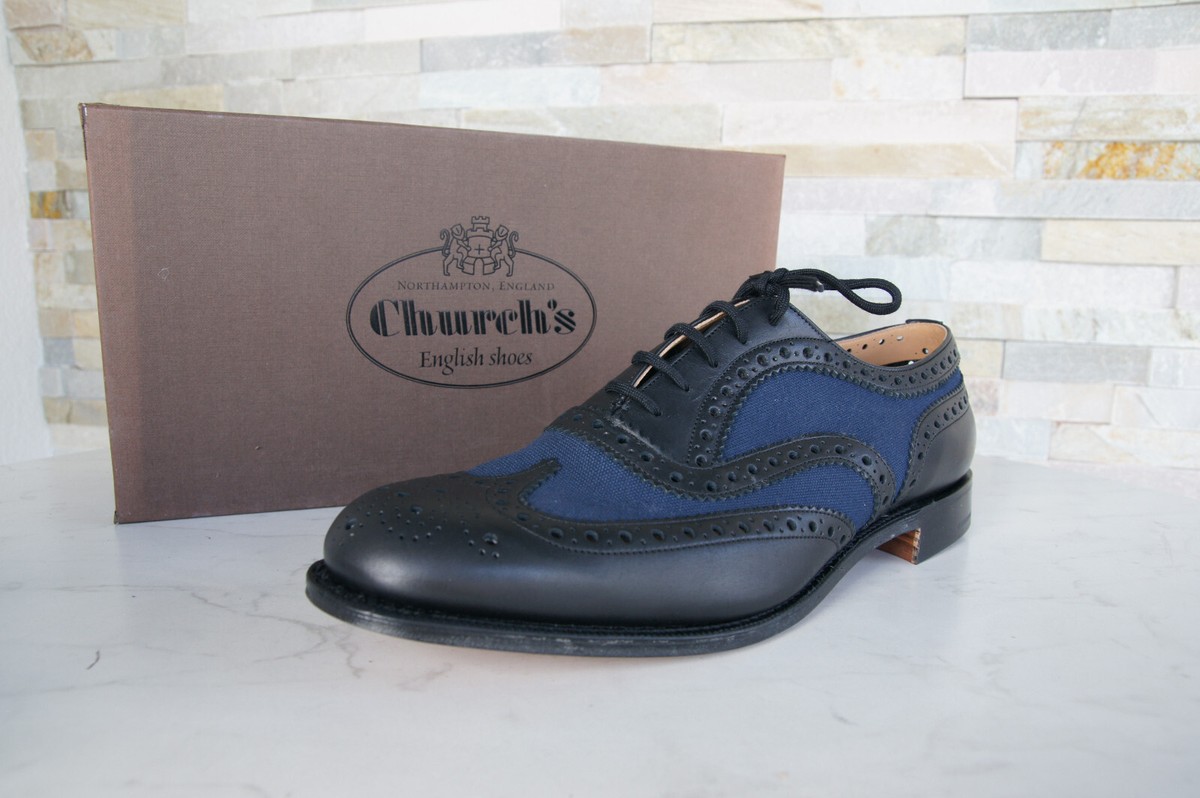 Church's EU 45 UK 11 Lace-Up Shoes BURWOOD Black Blue NEW Formerly