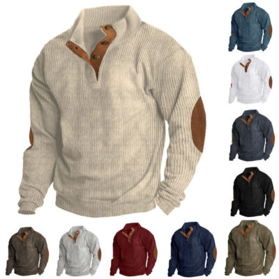 Herren Sweatshirts Corduroy Patchwork Sweatshirt Freizeit Pullover Costume Tops