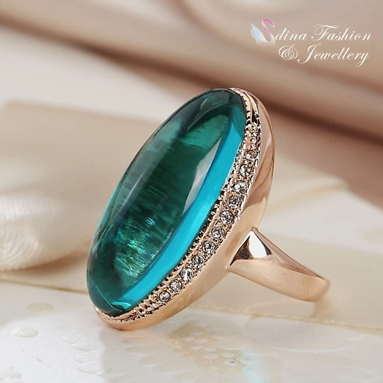 18K Rose Gold Filled Semi-Precious Stone Vintage Marquise Cut Emerald Ring Foto 3 de 4