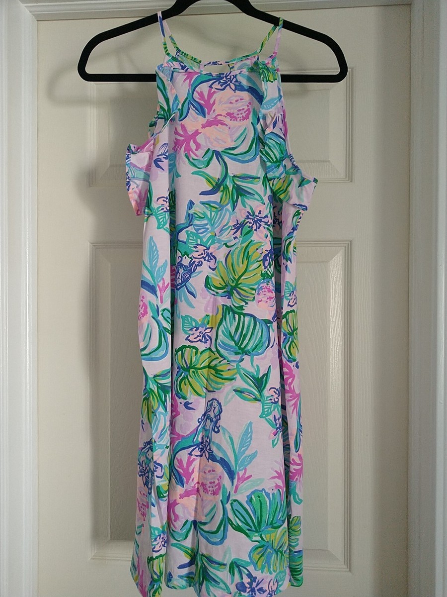 Lilly Pulitzer Billie Dress Mermaid in the Shade Ruffle Cotton Women's  Medium | eBay