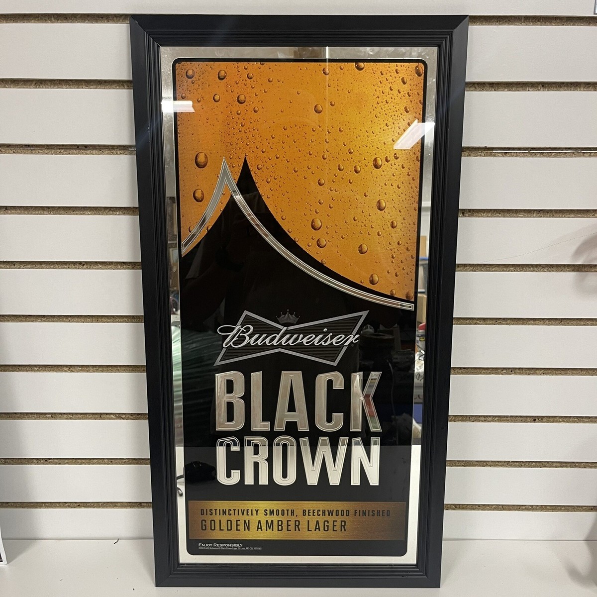 Budweiser Black Crown Amber Lager Beer Advertisement frame
