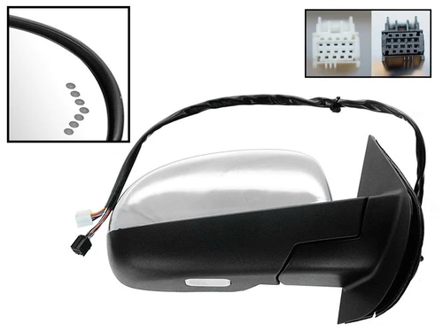 For 07-14 SILVERADO SIERRA Power Folding Mirror Memory Chrome Cap Passenger Side
