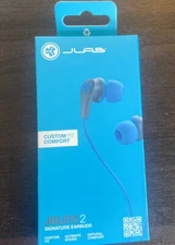 JLab JBuds 2 Signature Earbuds - Marine Blue - Includes 3 Sets Gel Ear Tips
