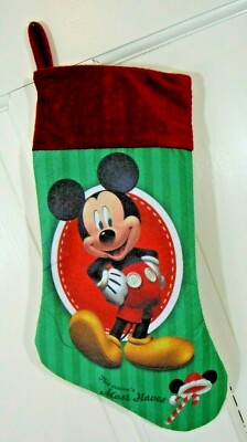 Vintage Christmas Stocking 16'' Long Mickey Mouse Felt Velvet 'Must Haves'' 