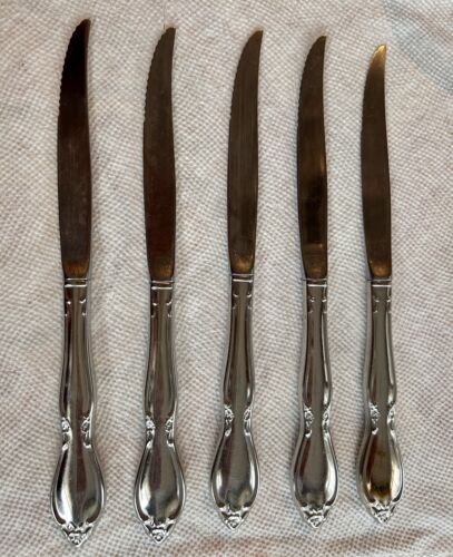 Oneida CHATELAINE Set of 5 Serrated Steak Knives 9" Community Stainless Flatware - Bild 1 von 2