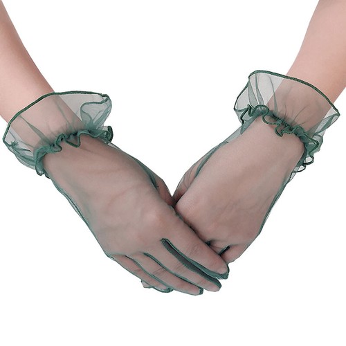 1 Paires Dentelle Nylon Femme Gants Doigt Complet Court Tulle Extensible .J - Foto 3 di 17