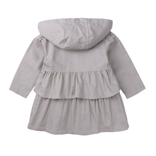 Toddler Kids Baby Girls Autumn Spring Trench Wind Coat Hooded Outerwear Jacket - Picture 4 of 10