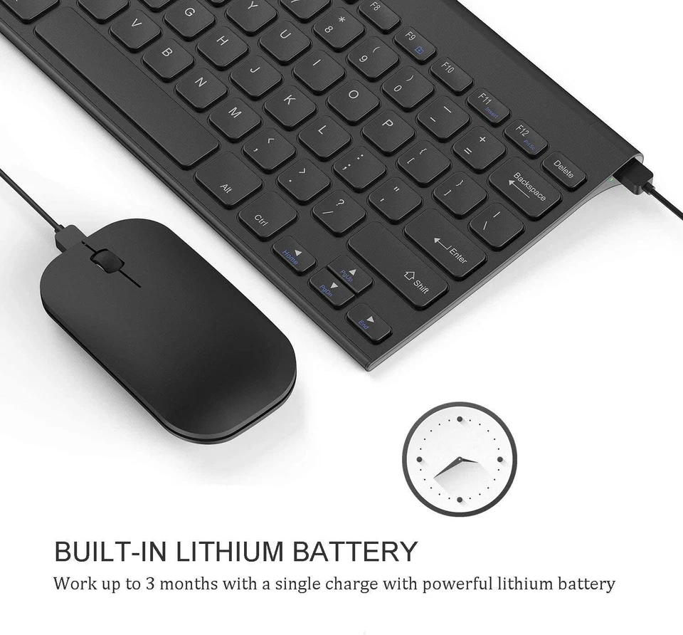 Seenda Small Wireless Keyboard and Mouse, Ultra Compact Rechargeable USB Keyboar - Image 3 of 4