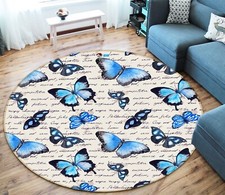 3D Blue Butterfly NBC495061 Animal Game Rug Mat Elegant Photo Carpet Mat Romy