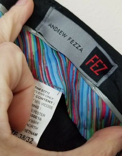 Andrew Fezza FEZ Flat Front Dress Pants Slacks - Black - 38" x 32" - Picture 9 of 10