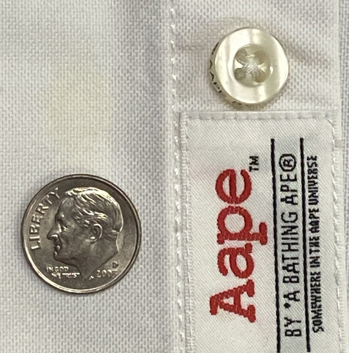 Aape By A Bathing Ape White & Camo Button Up Dress Shirt - Size