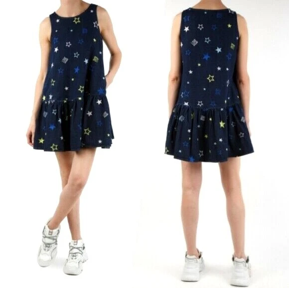 NWT LOVE MOSCHINO STAR LOGO DENIM SLEEVELESS MINI DRESS SIZE IT 38 US S 379