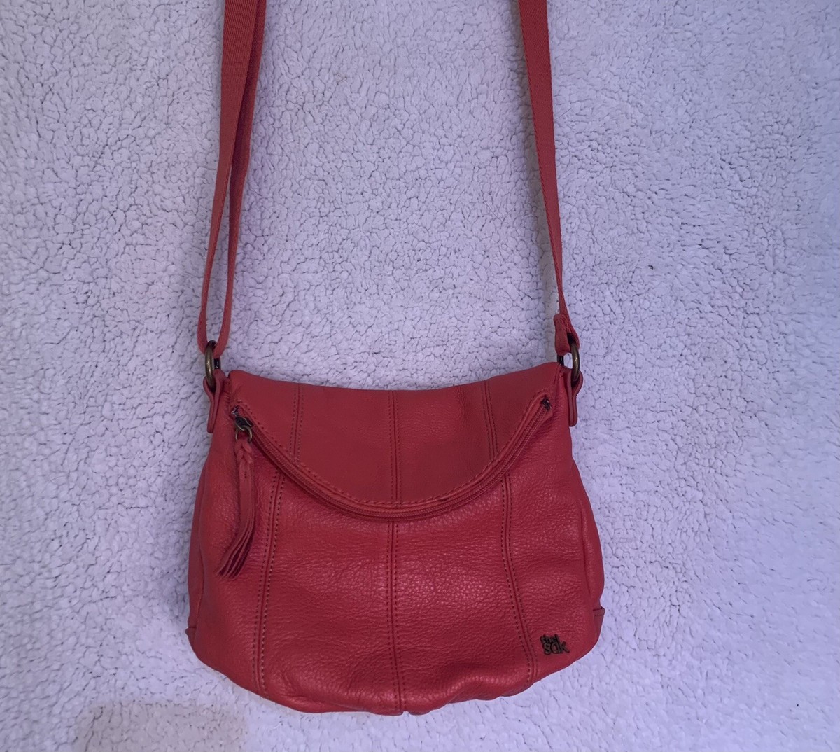 The Sak genuine leather Deena crossbody shoulder bag purse fold