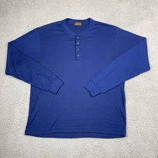 Eddie Bauer Base Layer Top Men Extra Large XL Blue Henley Neck Thermolene