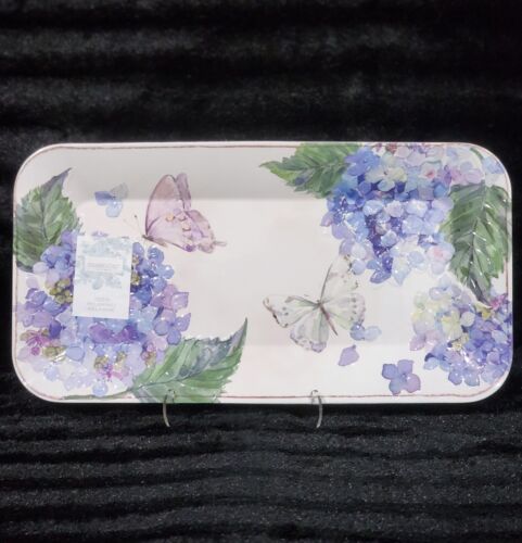 6 Shabby Chic Floral Hydrangea Blue White Melamine Plates & Bowls Spring Summer - Picture 20 of 20