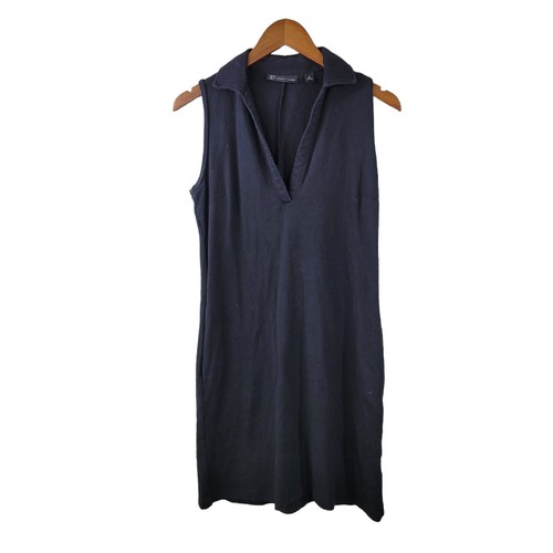 NY Co Beach T-shirt Dress size Medium Swim Cover-Up Knee Length Black Polo