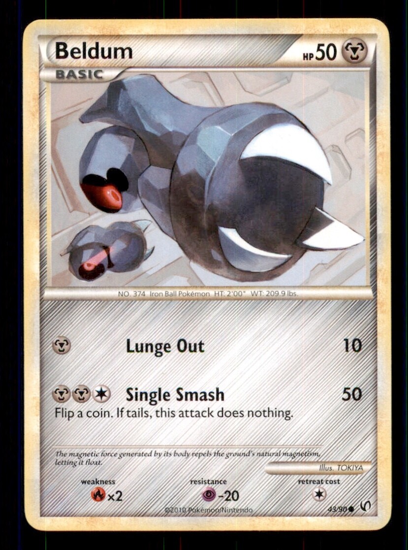 Pokemon Card Beldum Undaunted 43/90 EXCELLENT/NEAR MINT Non-Holo Common TCG!!!!!